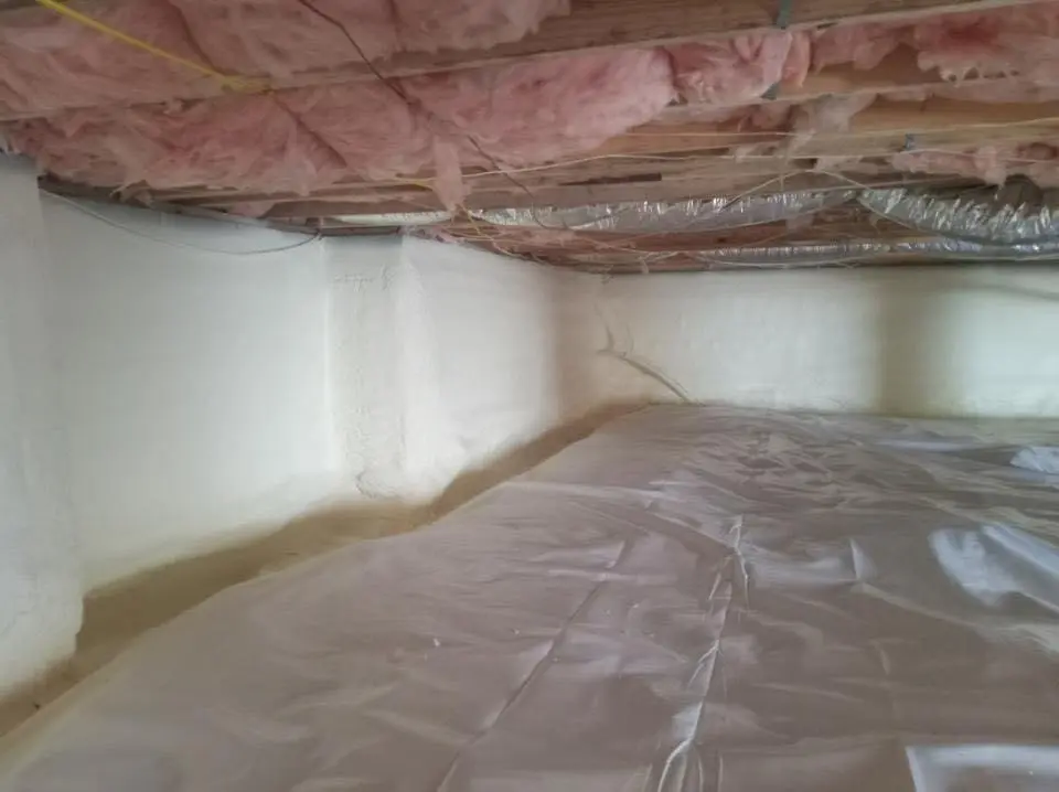 Crawl space encapsulation with closed-cell spray foam for Commercial Roof Restoration in Lake Stickney
